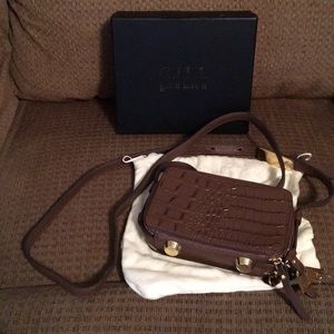 G.I.L.I Leather Croco Embossed Mini Crossbody